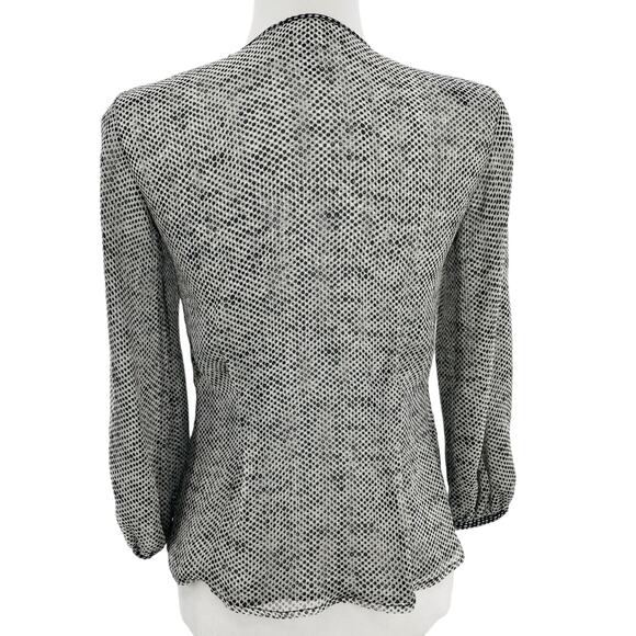 Lida Baday Black & White Silk Polka Dot Sheer Ruffle Blouse Women Sz 2 - Picture 3 of 14